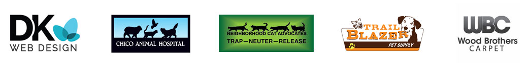  DK Web Design, Chico Animal Hospital, Neighborhood Cat Advocates, Trail Blazer Pet Supply, and Wood Brothers Carpet